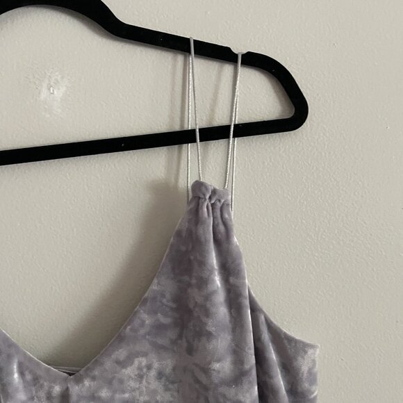 Express One Eleven Women M Gray Crushed Velvet Layered V-Neck Cami Tank Top - Picture 6 of 10